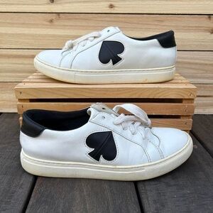 White/Black Kate Spade Fez Optic White New York Sneakers Leather Low Top Shoes